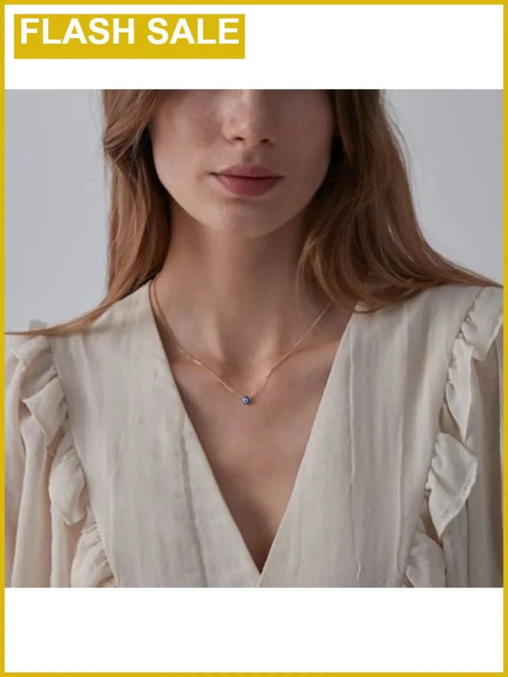 Gold Plated 925 Sterling Silver Evil Eye Pendant Necklace Minimalist